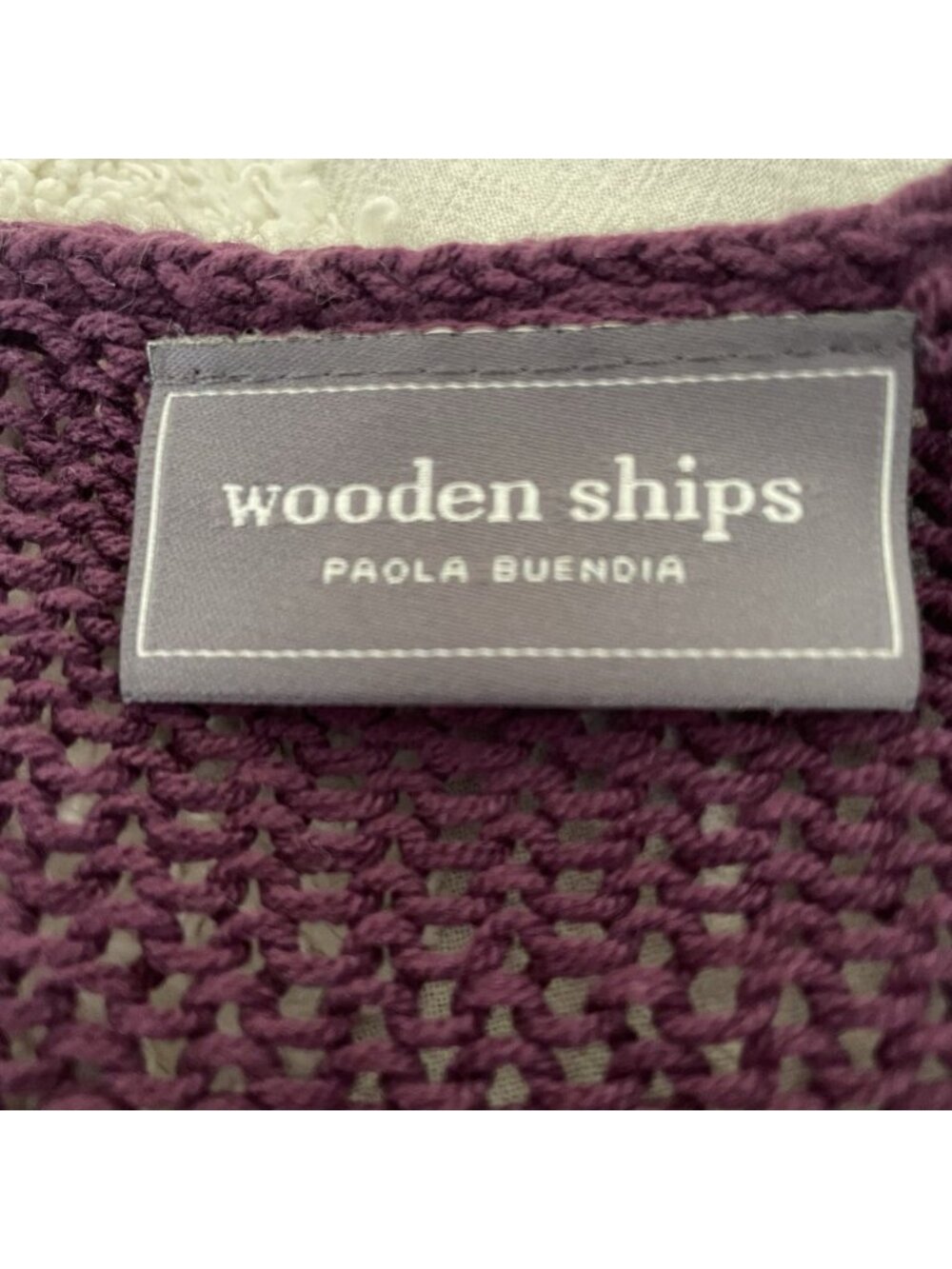 Wooden Ships GAME DAY V-Neck Cotton Loose Knit Sweater Plum Soft Relaxed Size XL - Picture 3 of 11